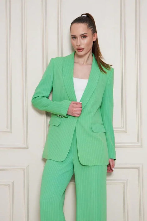 Green Pinstripe Suit Women