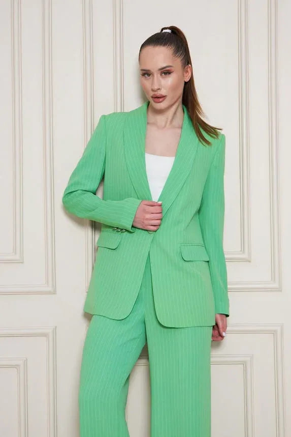 Green Pinstripe Suit Women