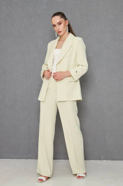 Light Yellow Crepe Suit