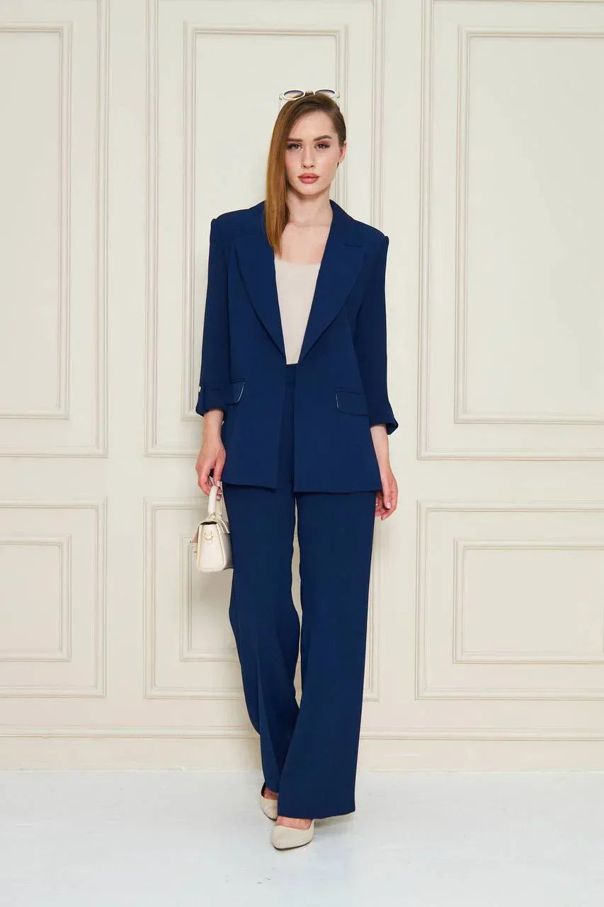 Navy Blue Crepe Suit