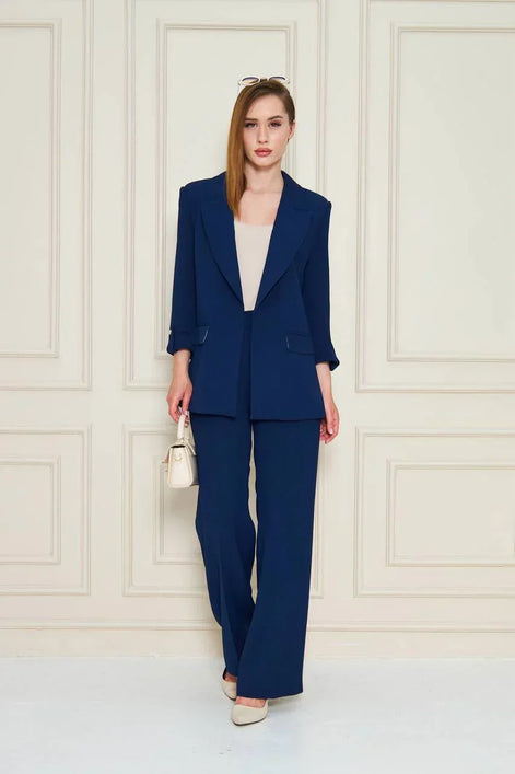 Navy Blue Crepe Suit