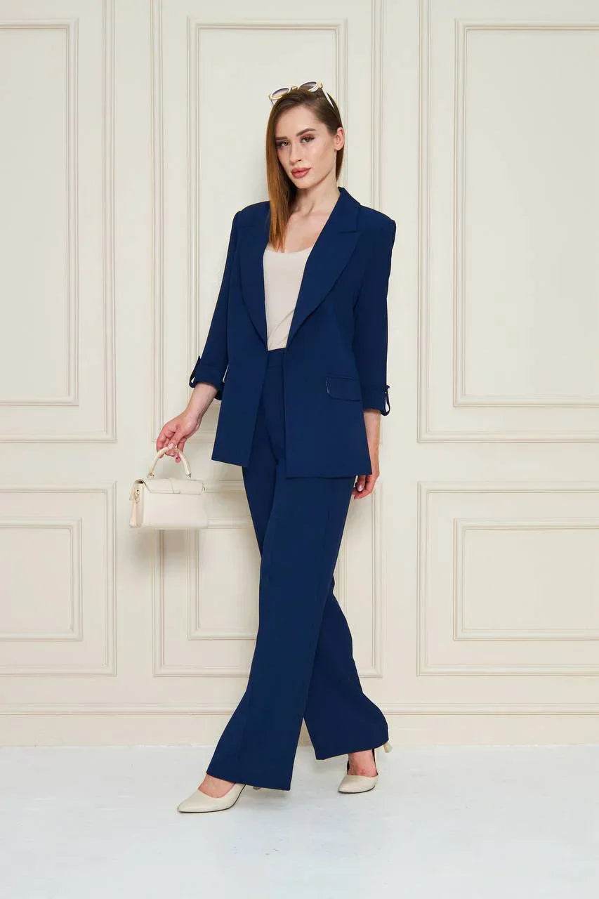 Navy Blue Crepe Suit