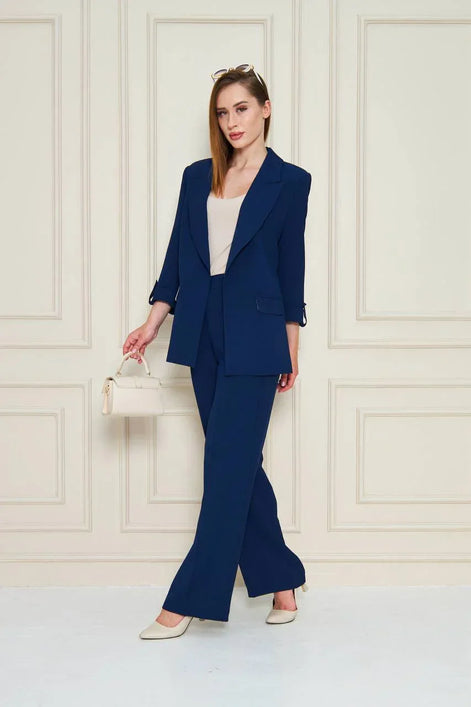 Navy Blue Crepe Suit