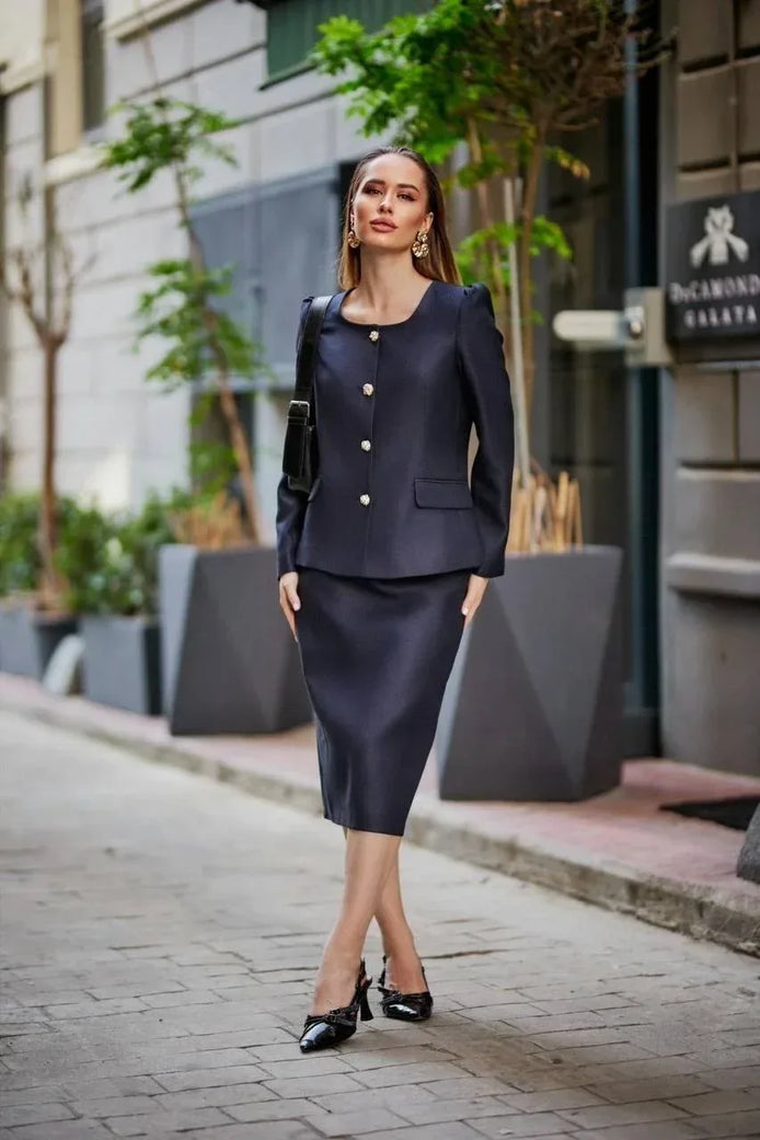Navy Blue Skirt Suit