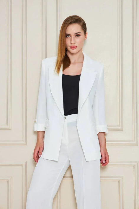 Off White Crepe Suit