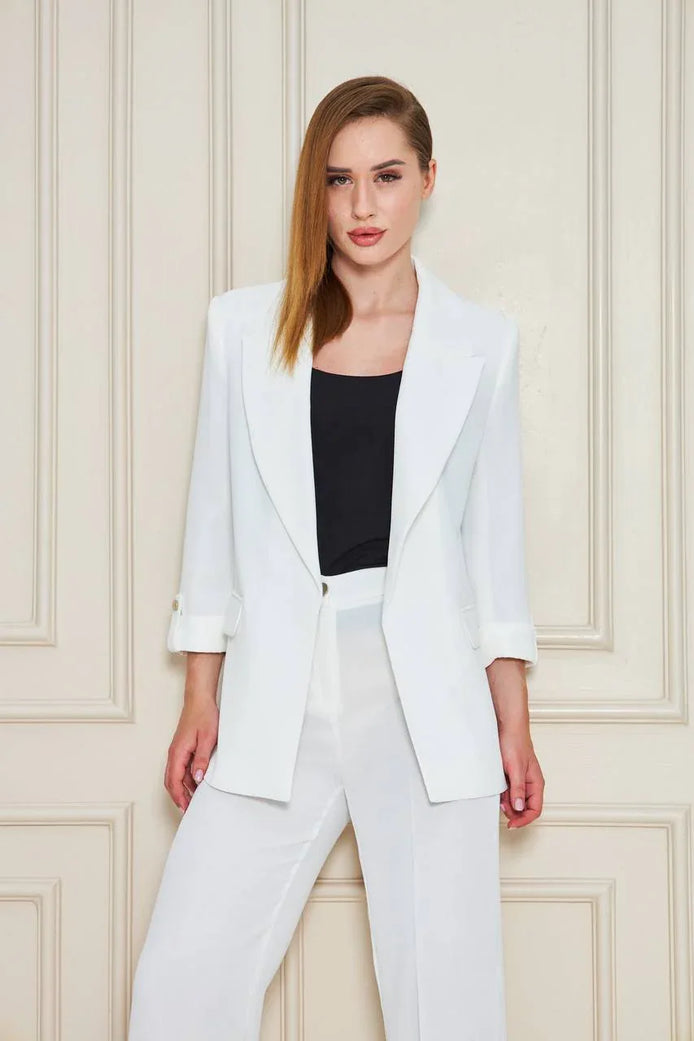 Off White Crepe Suit
