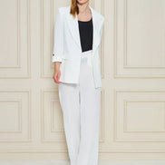 Off White Crepe Suit for Women