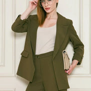 Olive Green Crepe Suit
