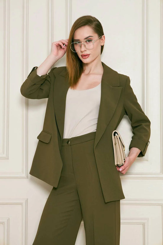 Olive Green Crepe Suit