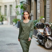 Olive Green Skirt Suit