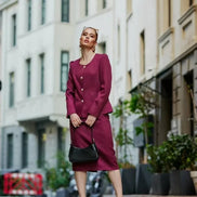 Plum Purple Wool Skirt Suit