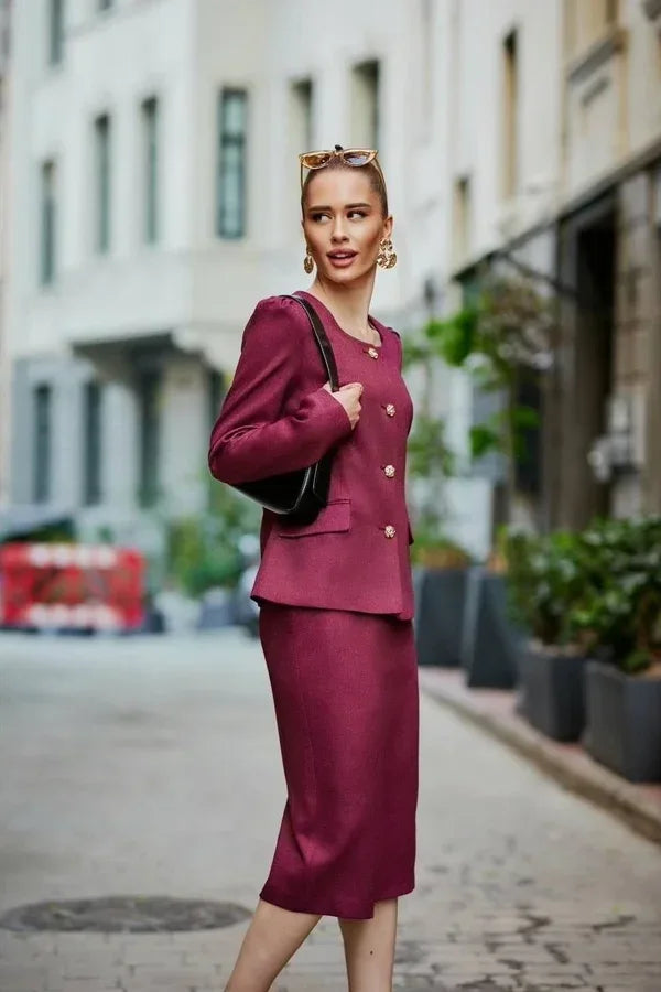 Plum Purple Skirt Suit