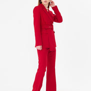Women Red Belted Suit