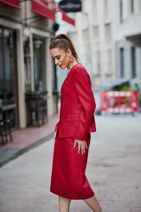 Red Skirt Suit