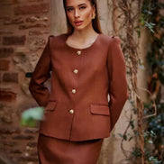 Rust Brown Wool Skirt Suit