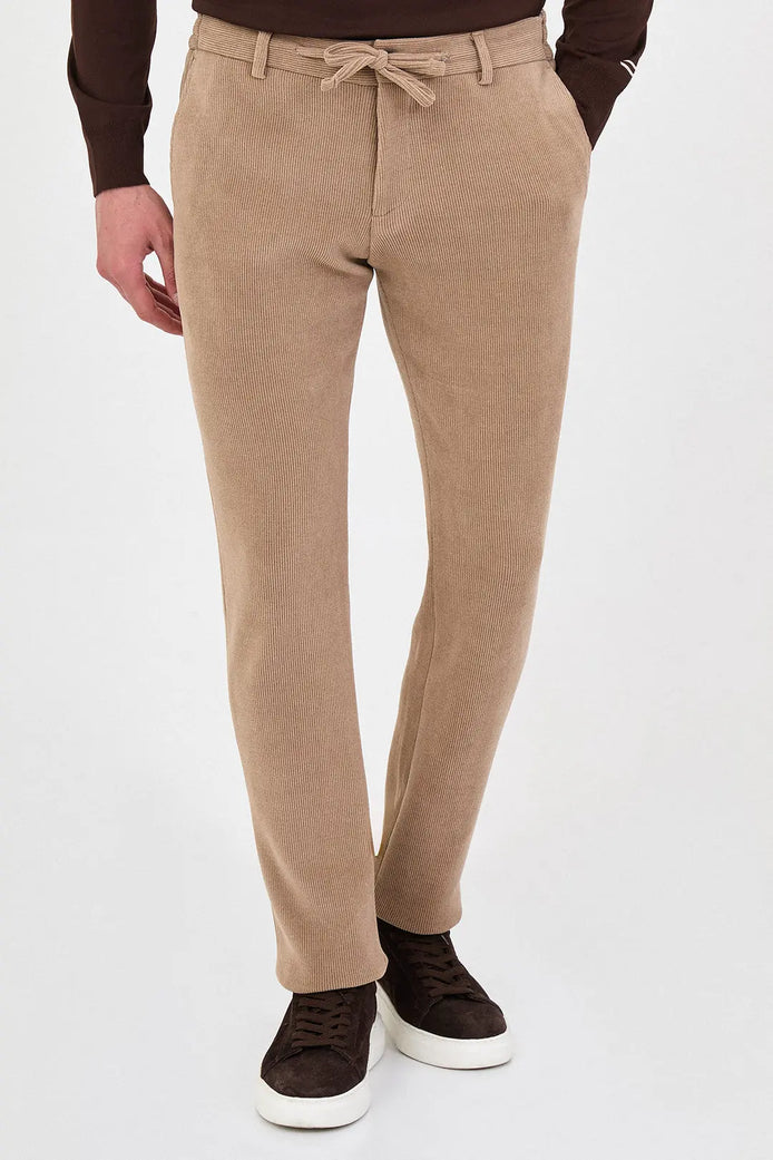 Corduroy Drawstring Pants Beige