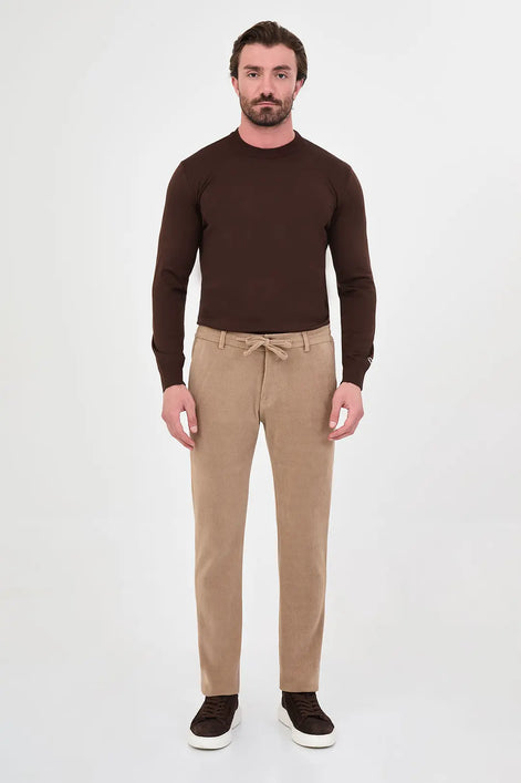 Corduroy Drawstring Pants Beige
