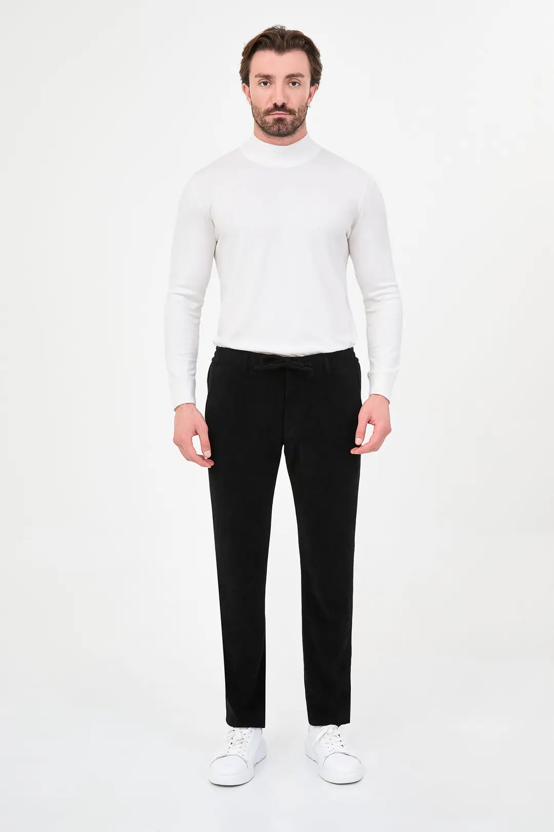 Corduroy Drawstring Pants Black