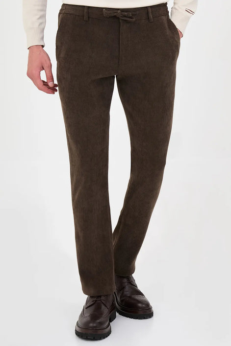 Dark Brown Corduroy Drawstring Pants