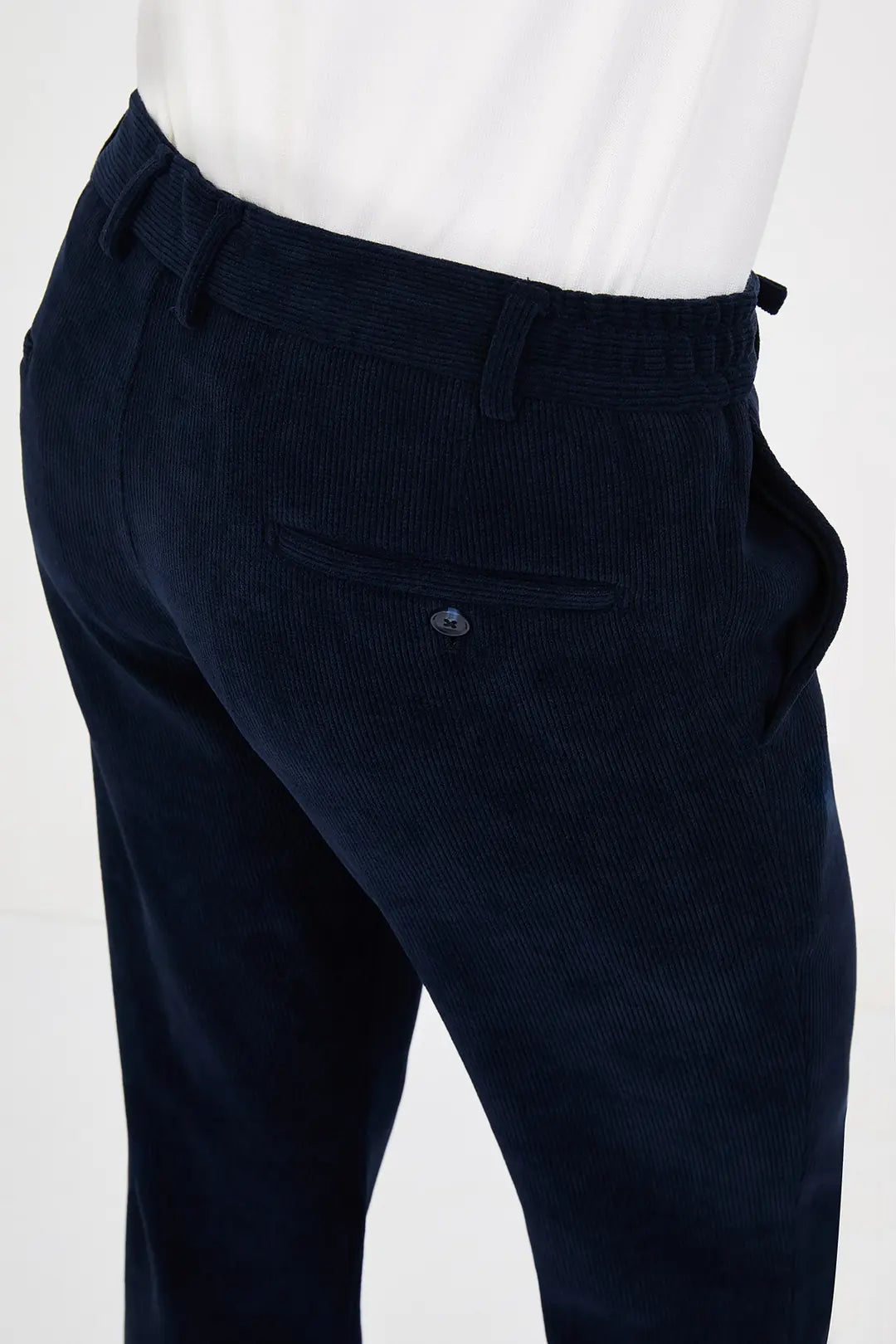 Navy Blue Corduroy Drawstring Pants