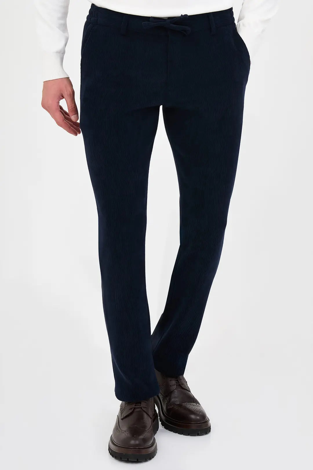 Corduroy Drawstring Pants Navy
