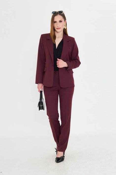 womens burgundy dress suit Burgundy formal pantsuit with Waistcoat for women