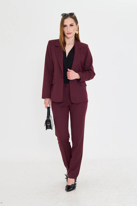 Cotton Burgundy Suit Women