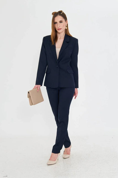 Cotton Navy Blue Suit Women