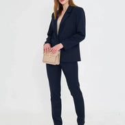 Cotton Navy Blue Suit Women