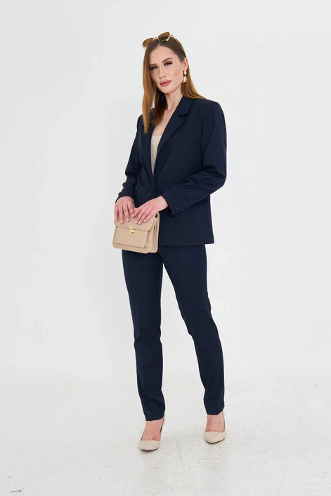 Cotton Navy Blue Suit Women