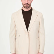 Cream Belted Single-Breasted Blazer Suit