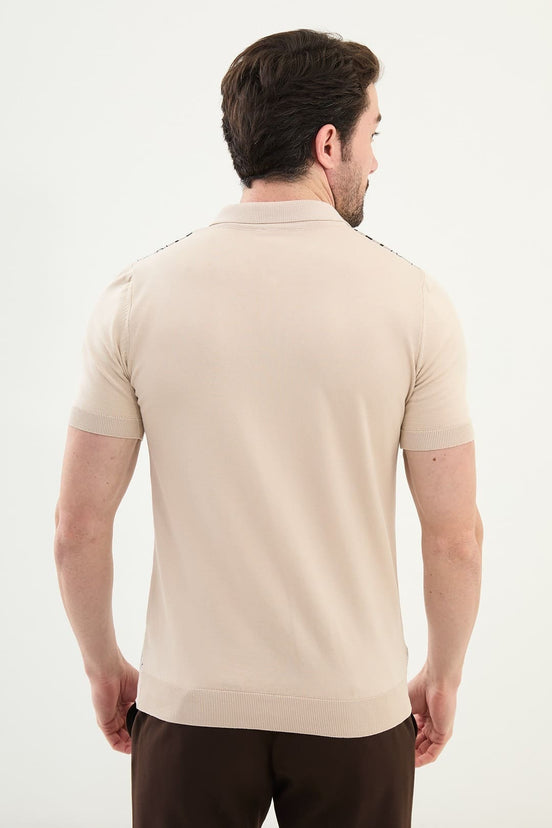 Beige Zip Polo Shirt