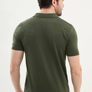 Criss Cross Green Zip Polo Shirt