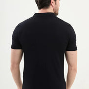 Criss Cross Navy Zip Polo Shirt