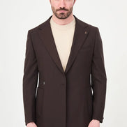 Dark Brown Belted Single-Breasted Blazer Suit