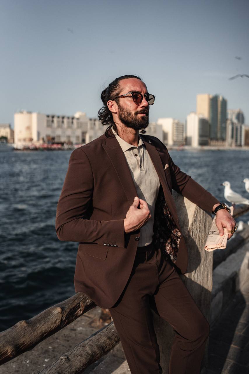 Marion Slim Fit 2 Piece Dark Brown Suit