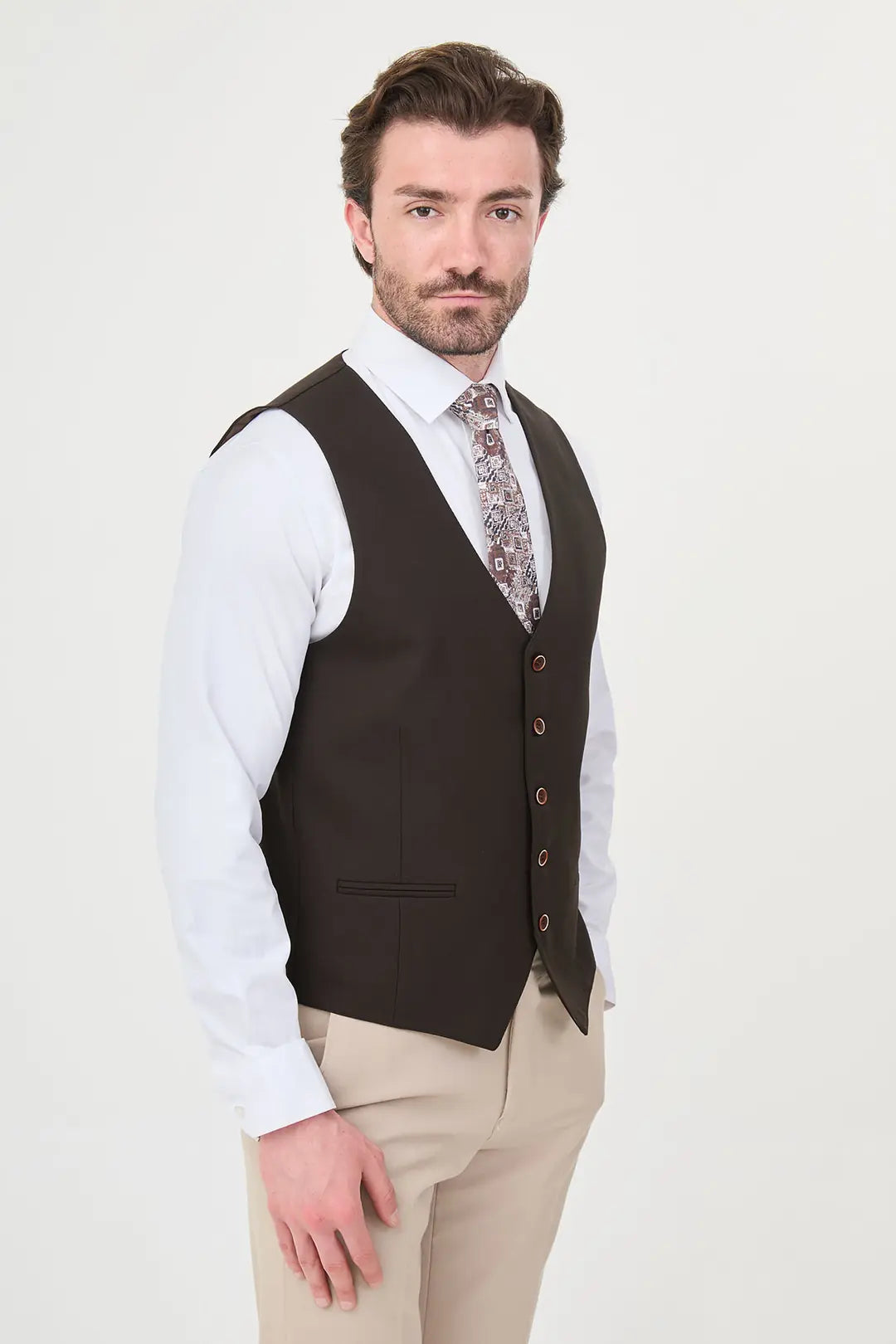 Dark Brown Slim Vest