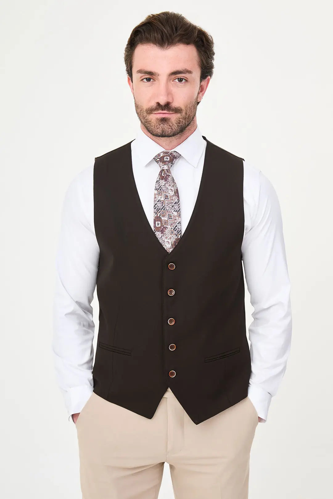 Dark Brown Slim Vest