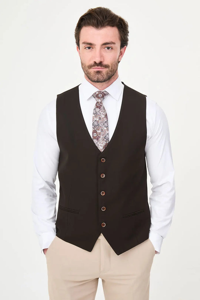 Dark Brown Slim Vest