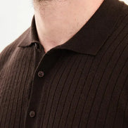 Dark Brown Wool Polo Sweater