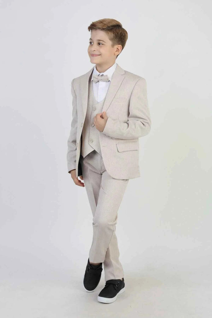 Dothan 3 Piece Boys Beige Suit Set