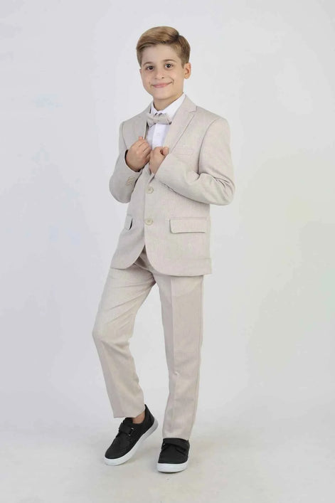 Dothan 3 Piece Boys Beige Suit Set