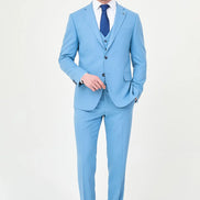 Baby Blue Three-Piece Slim Fit Suit