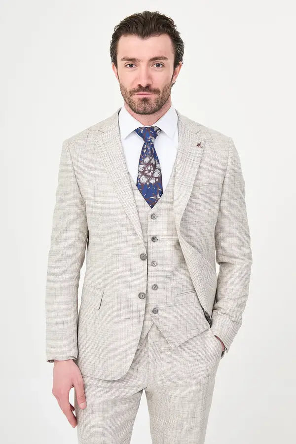 Beige Crosshatch Suit