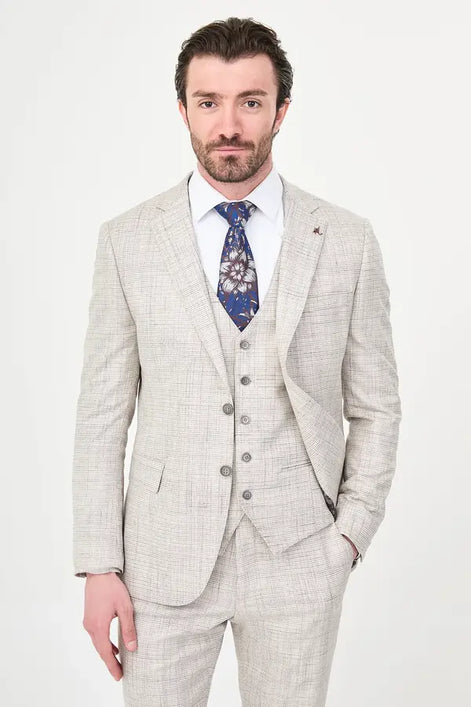 Beige Crosshatch Suit
