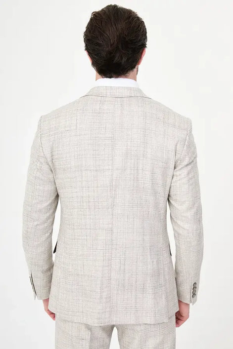 Beige Crosshatch Suit