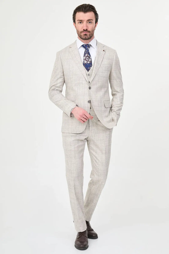Beige Crosshatch Suit