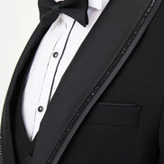 Black Detachable Beaded Lapel Tuxedo