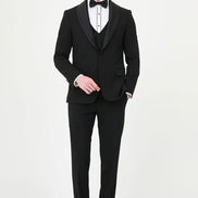 Black Detachable Beaded Lapel Tuxedo