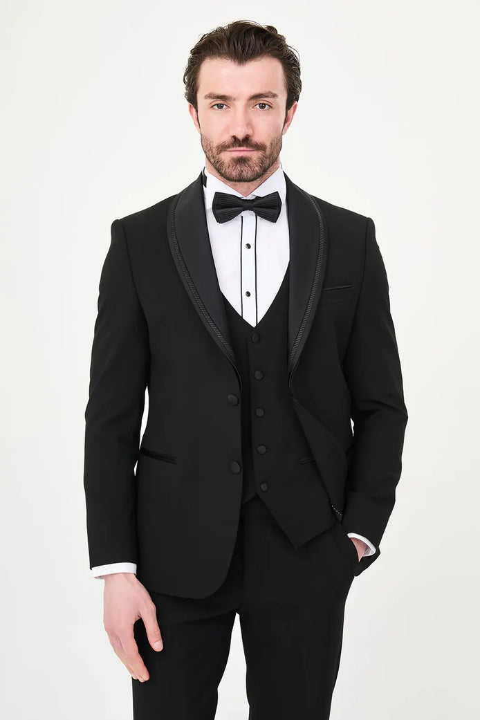 Black Detachable Shawl Lapel Tuxedo